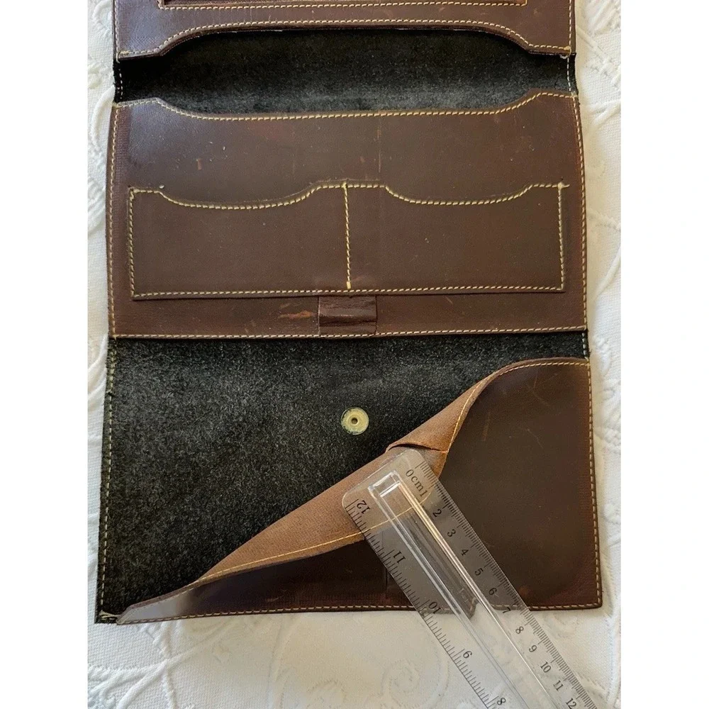 Vintage 90s Canada Eddie Bauer Black Genuine Leather Document Passport Holder